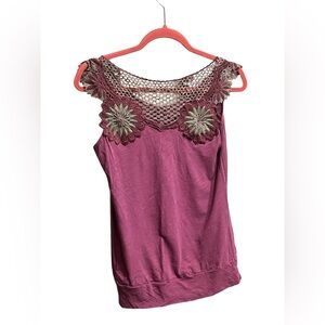 Purple Tank Top with floral design cut outs